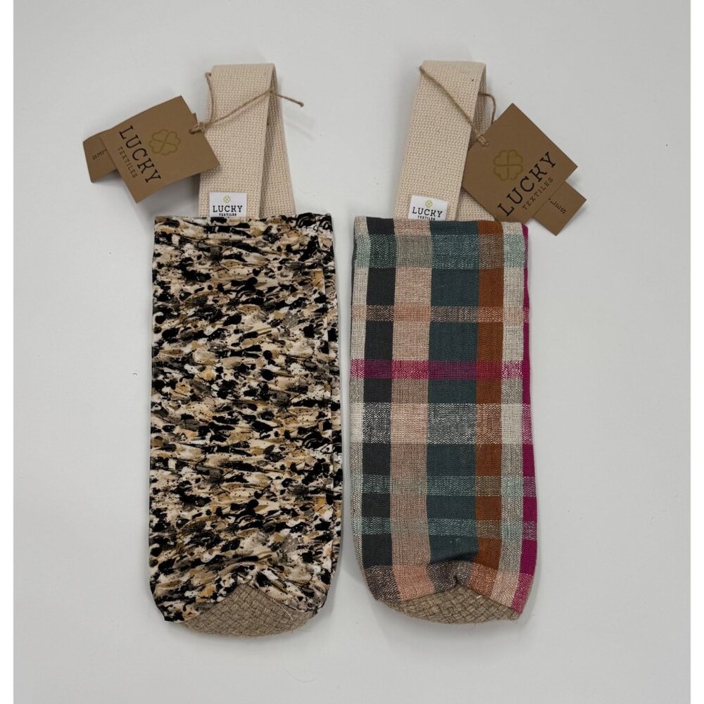Lucky Textiles Wine bags Plaid & Abstract Designs Cotton/Woven Material